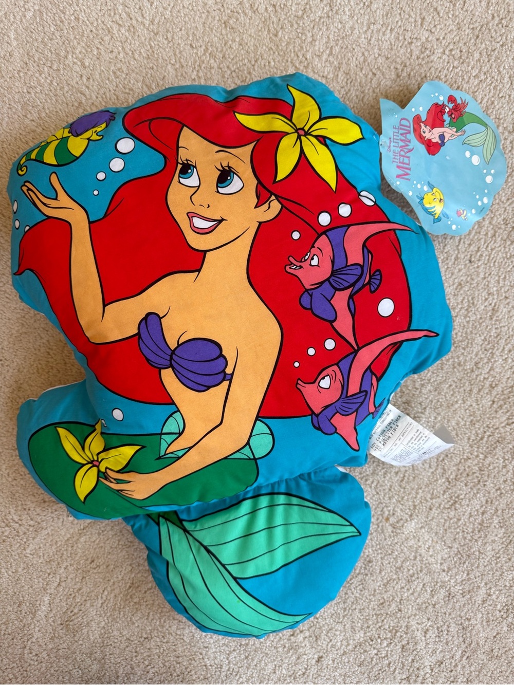 Rare NWT 1990 Disney The Little Mermaid Ariel Pillow Stars Cushion Springs Inc